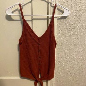 Women’s waffle front tie crop top